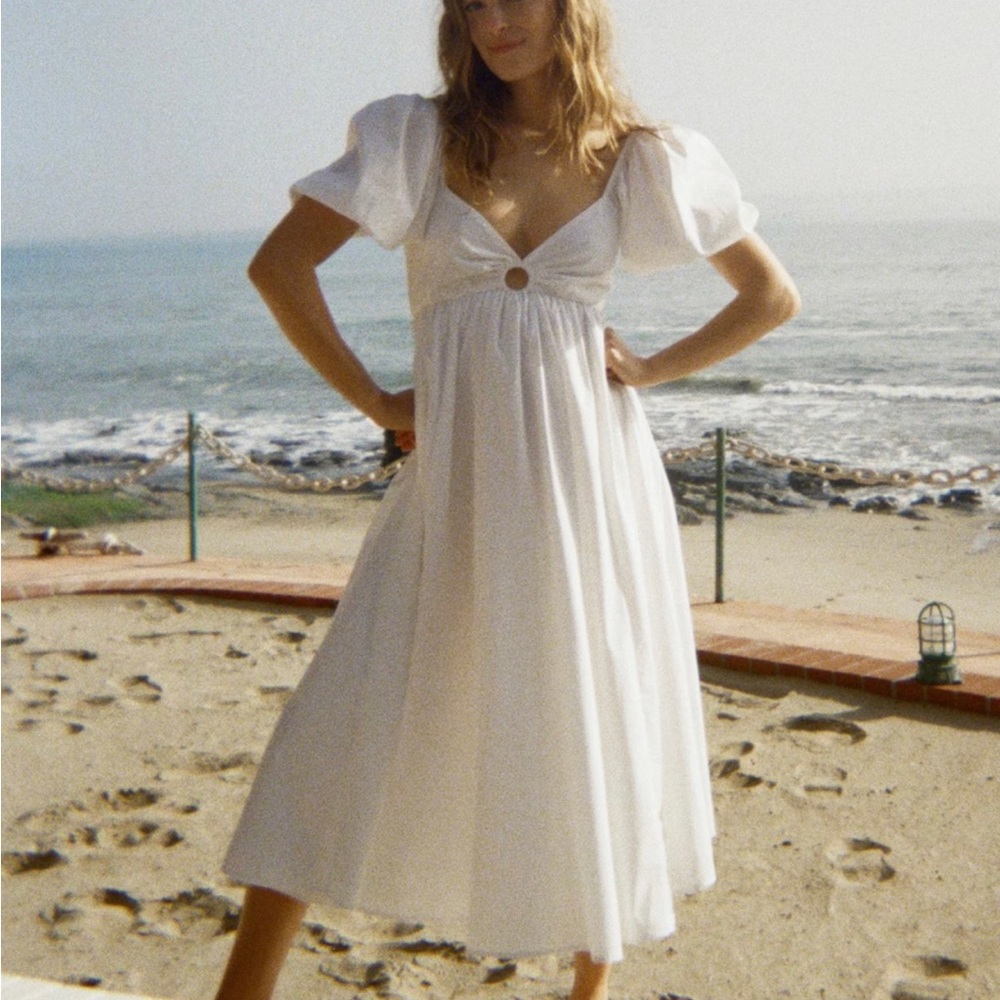 Abercrombie Puff Sleeve Open Back Dress